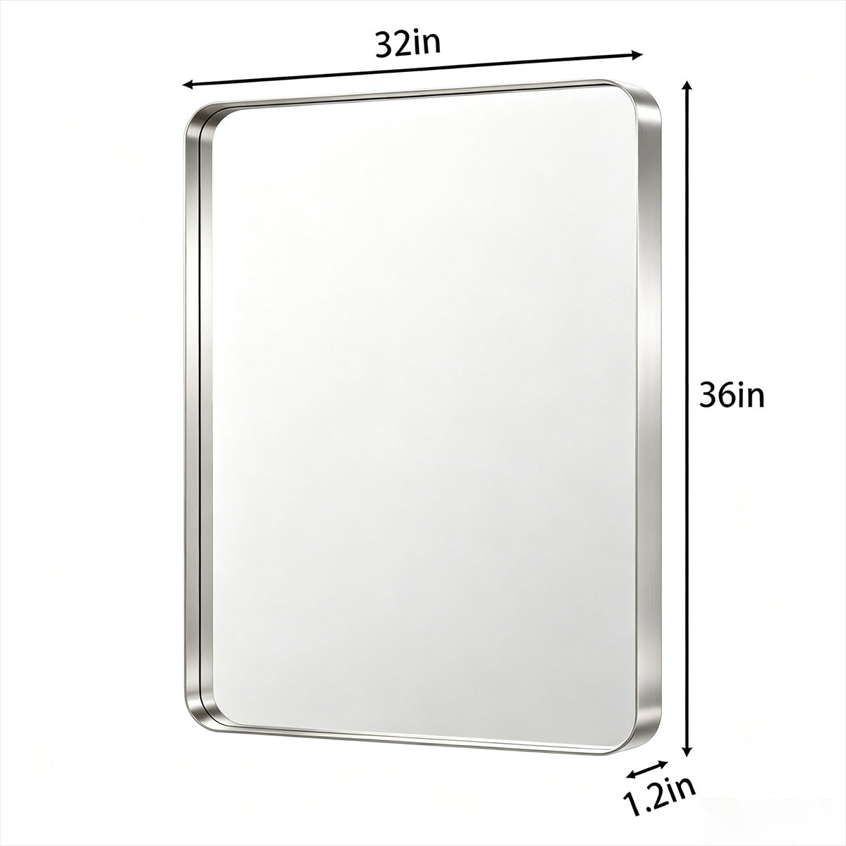 Noir 32" x 36" Silver Framed Rectangular Bathroom Mirror
