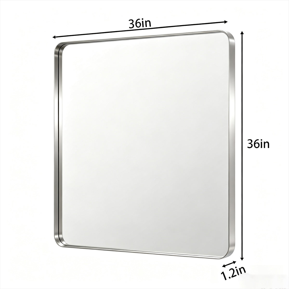 Noir 36" x 36" Silver Framed Rectangular Bathroom Mirror