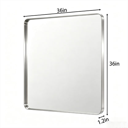 Noir 36" x 36" Silver Framed Rectangular Bathroom Mirror