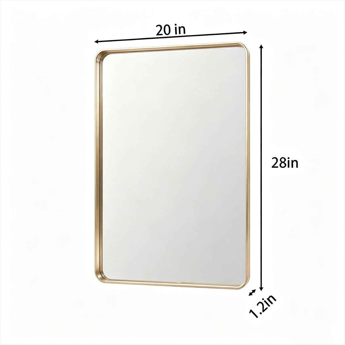 Noir 20" x 28" Gold Framed Rectangular Bathroom Mirror