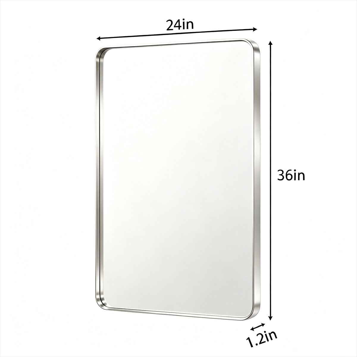 Noir 24" x 36" Silver Framed Rectangular Bathroom Mirror