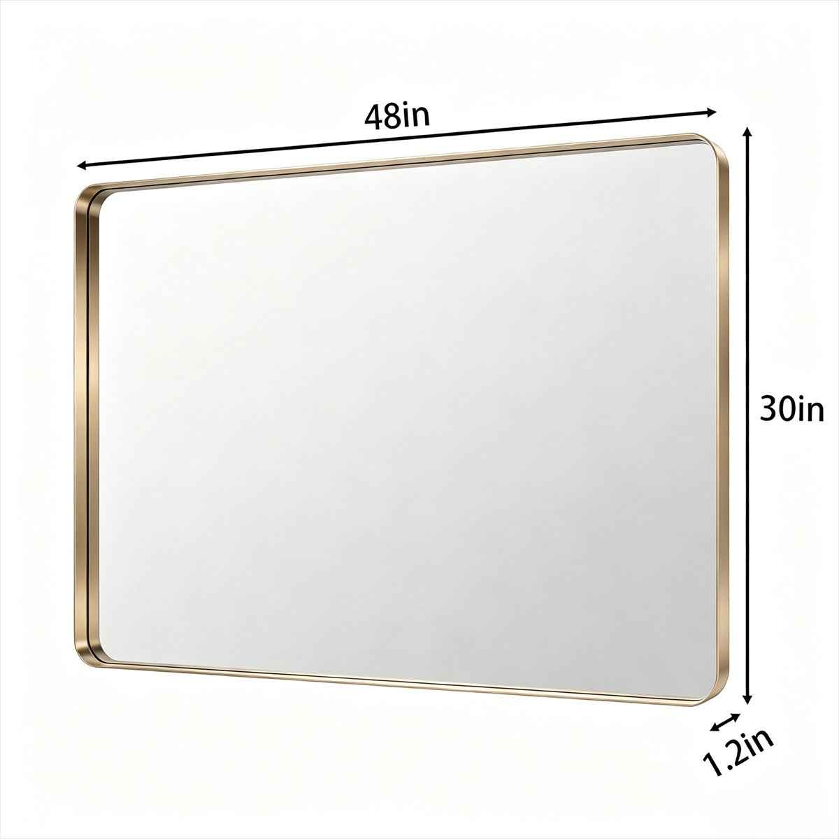 Noir 48" x 30" Gold Framed Rectangular Bathroom Mirror