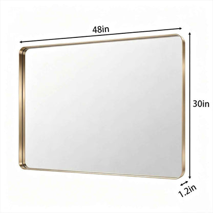Noir 48" x 30" Gold Framed Rectangular Bathroom Mirror