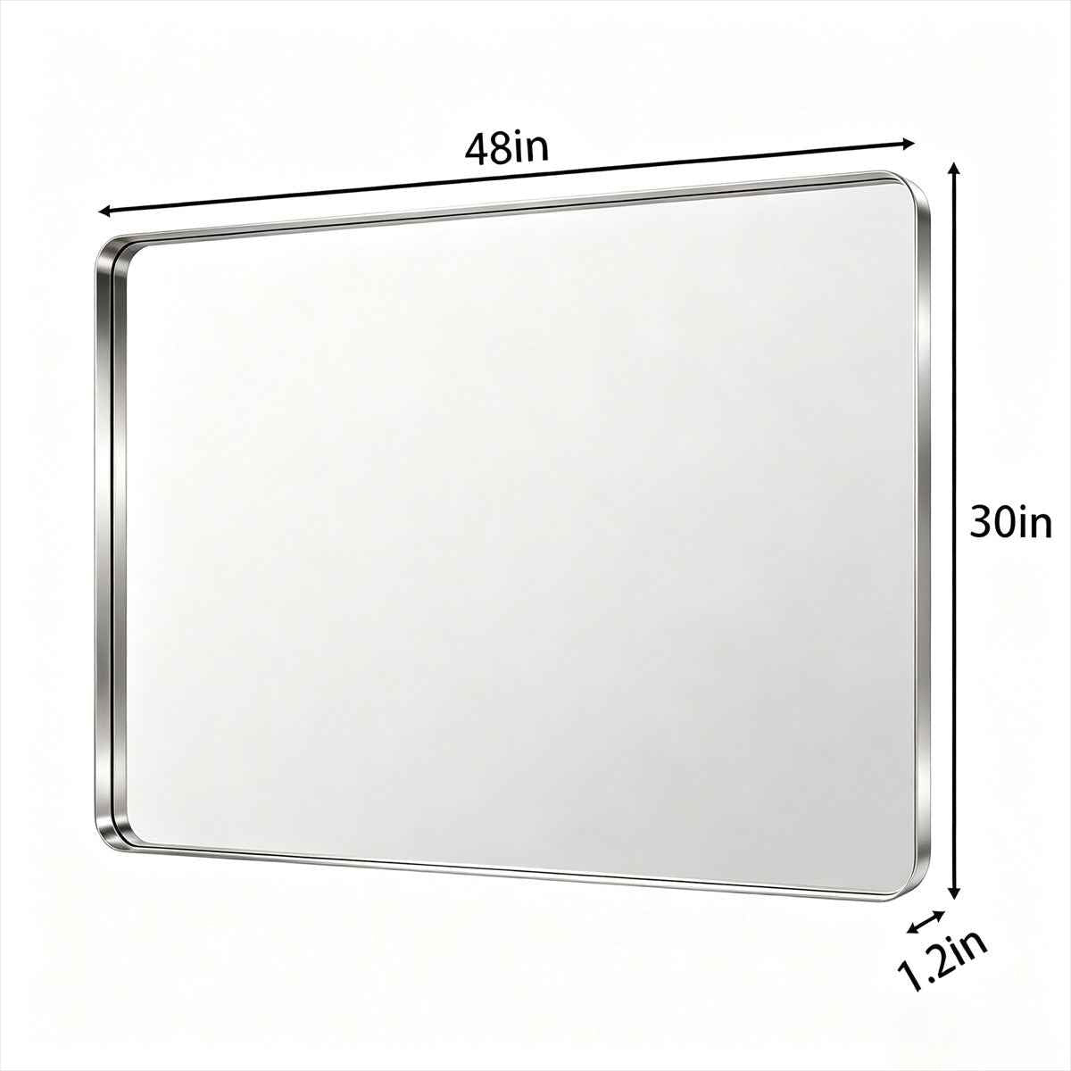 Noir 48" x 30" Silver Framed Rectangular Bathroom Mirror
