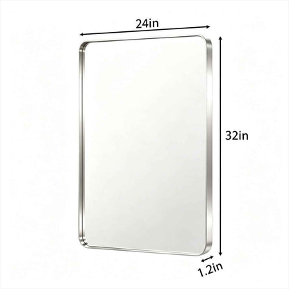 Noir 24" x 32" Silver Framed Rectangular Bathroom Mirror