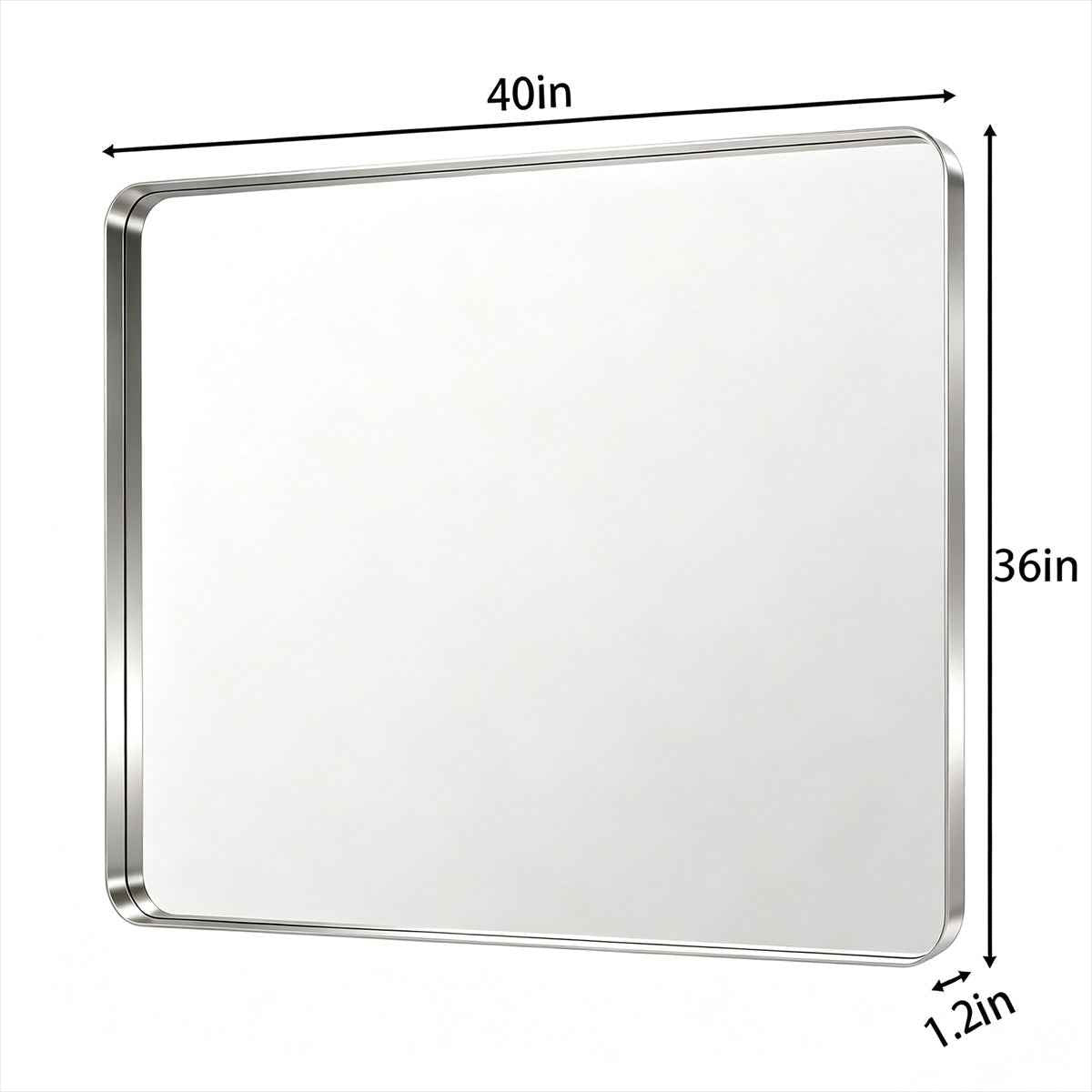 Noir 40" x 36" Silver Framed Rectangular Bathroom Mirror