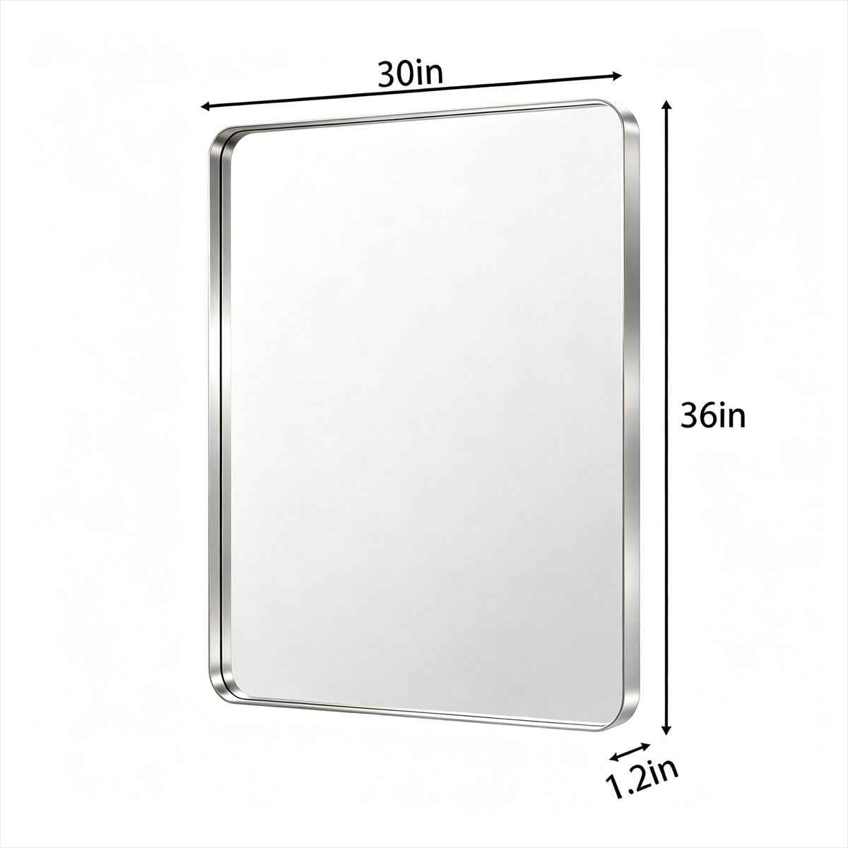 Noir 30" x 36" Silver Framed Rectangular Bathroom Mirror