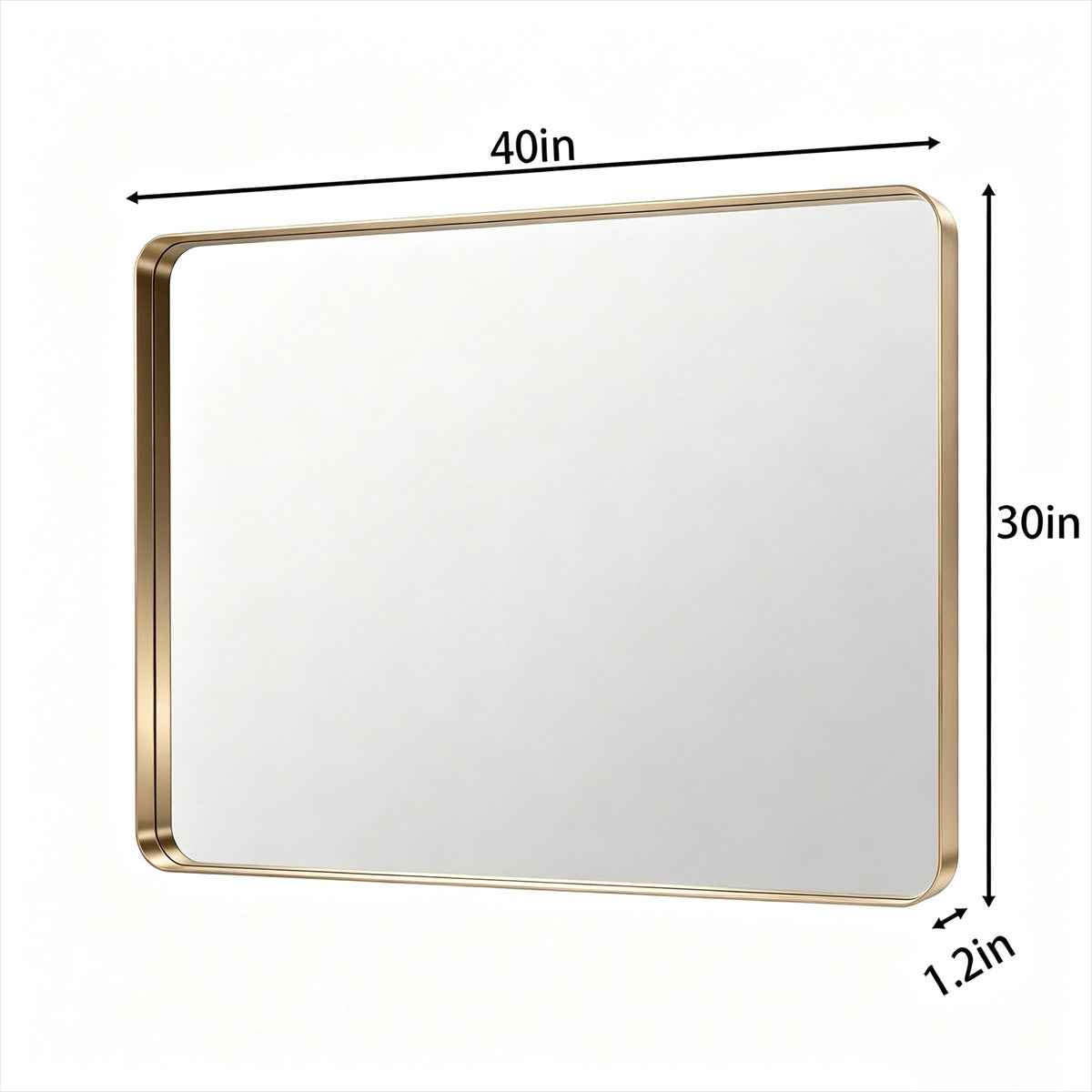 Noir 40" x 30" Gold Framed Rectangular Bathroom Mirror