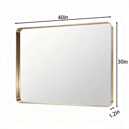 Noir 40" x 30" Gold Framed Rectangular Bathroom Mirror