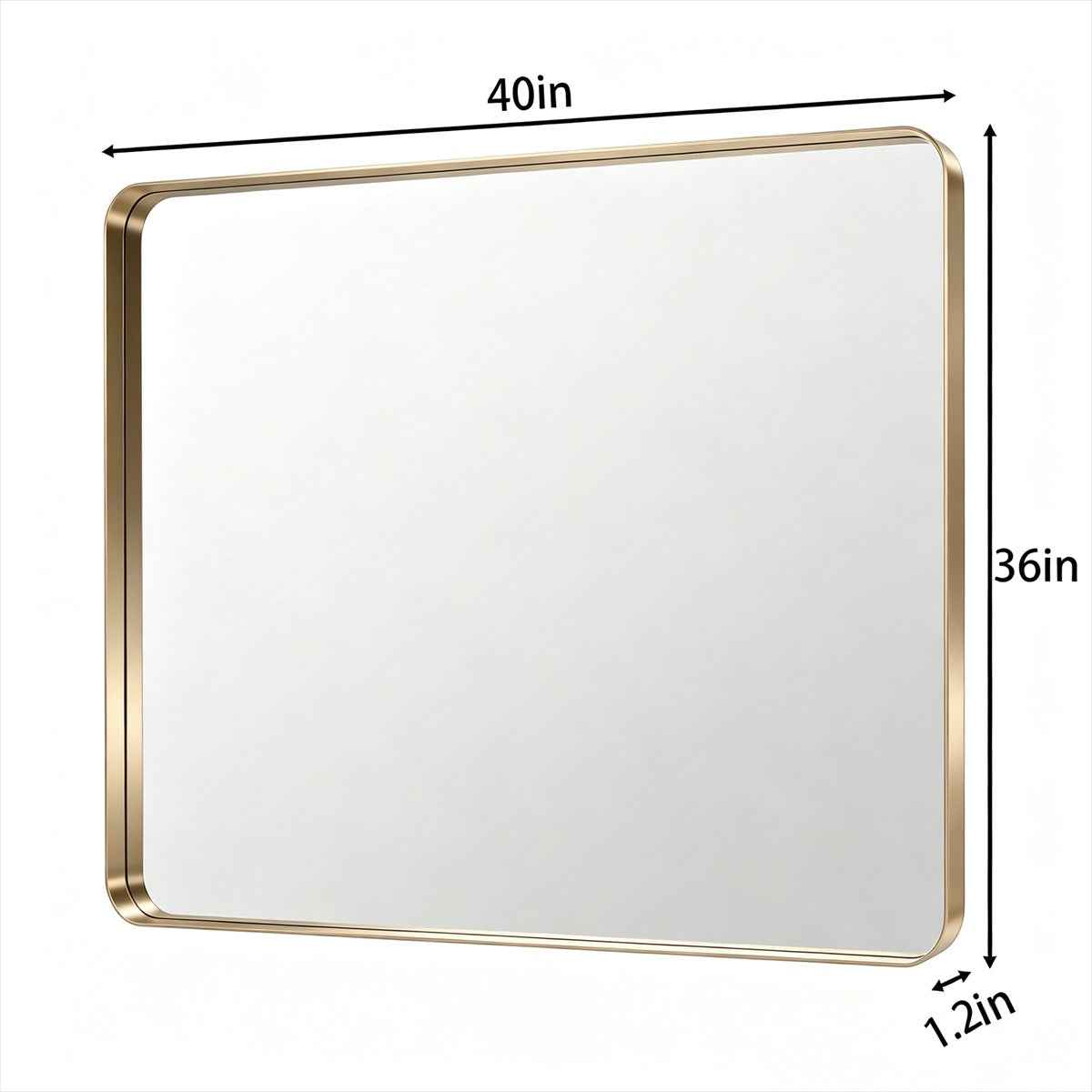 Noir 40" x 36" Gold Framed Rectangular Bathroom Mirror