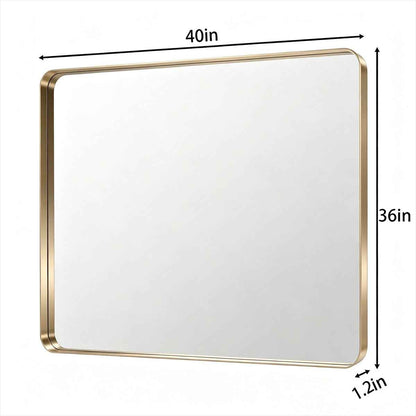 Noir 40" x 36" Gold Framed Rectangular Bathroom Mirror