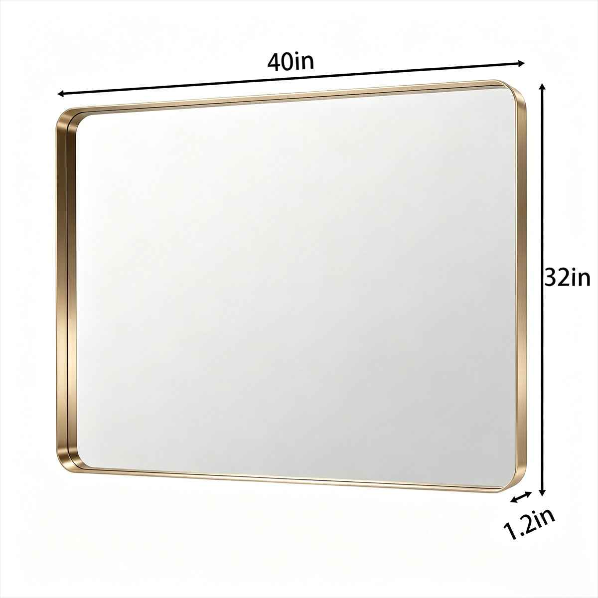 Noir 40" x 32" Gold Framed Rectangular Bathroom Mirror