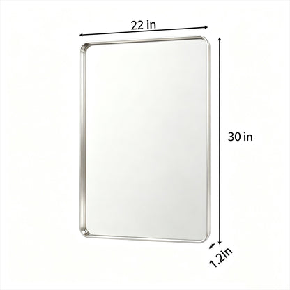 Noir 22" x 30" Silver Framed Rectangular Bathroom Mirror