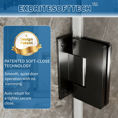 47-48" x 74" Pivot Frameless Shower Door,Matte Black,Easy clean|ExBrite Valor Series