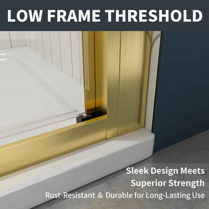 Nexus 56-60W x 70.H Easy Clean Triple Framed Sliding Shower Door with 1/4" (6mm) Clear SGCC Tempered Glass,Brushed Golde Finish (Copy) (Copy)