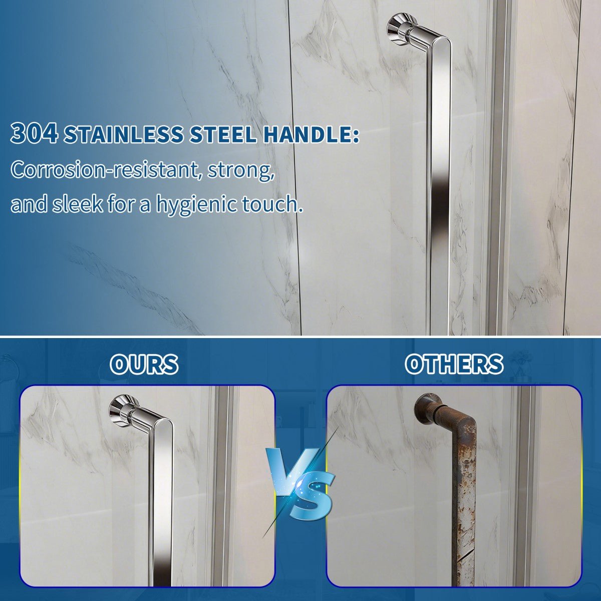 47-48" x 74" Frameless Pivot Shower Door, Chrome Finish, Easy Clean | ExBrite Valor Series