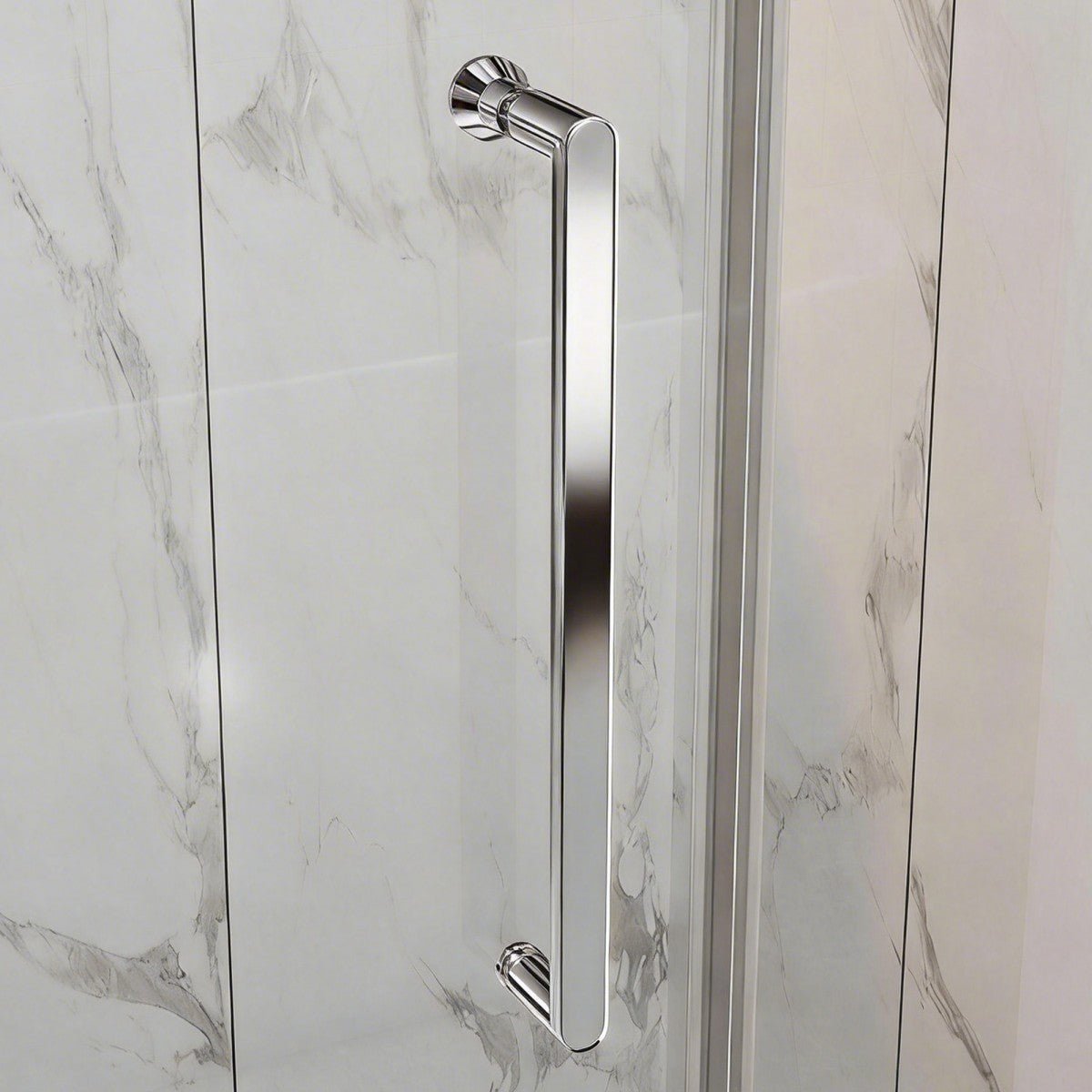 47-48" x 74" Frameless Pivot Shower Door, Chrome Finish, Easy Clean | ExBrite Valor Series