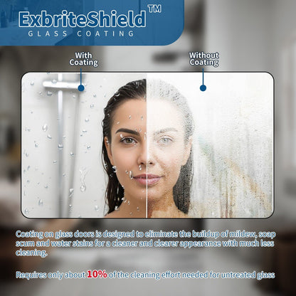 47-48" x 74" Pivot Frameless Shower Door,Brushed Gold,Easy clean|ExBrite Valor-N Series