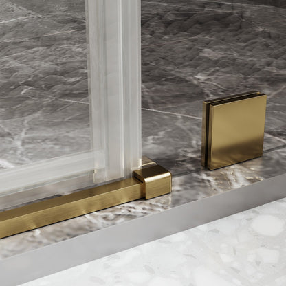 47-48" x 74" Pivot Frameless Shower Door,Brushed Gold,Easy clean|ExBrite Valor-N Series