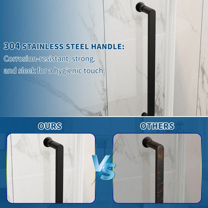 47-48" x 74" Pivot Frameless Shower Door,Matte Black,Easy clean|ExBrite Valor-N Series