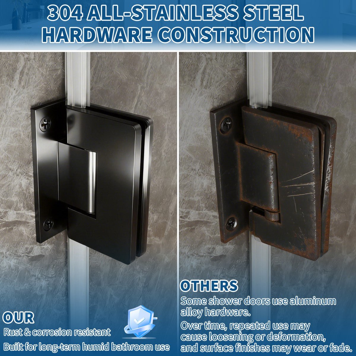 47-48" x 74" Pivot Frameless Shower Door,Matte Black,Easy clean|ExBrite Valor-N Series