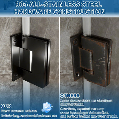 47-48" x 74" Pivot Frameless Shower Door,Matte Black,Easy clean|ExBrite Valor-N Series
