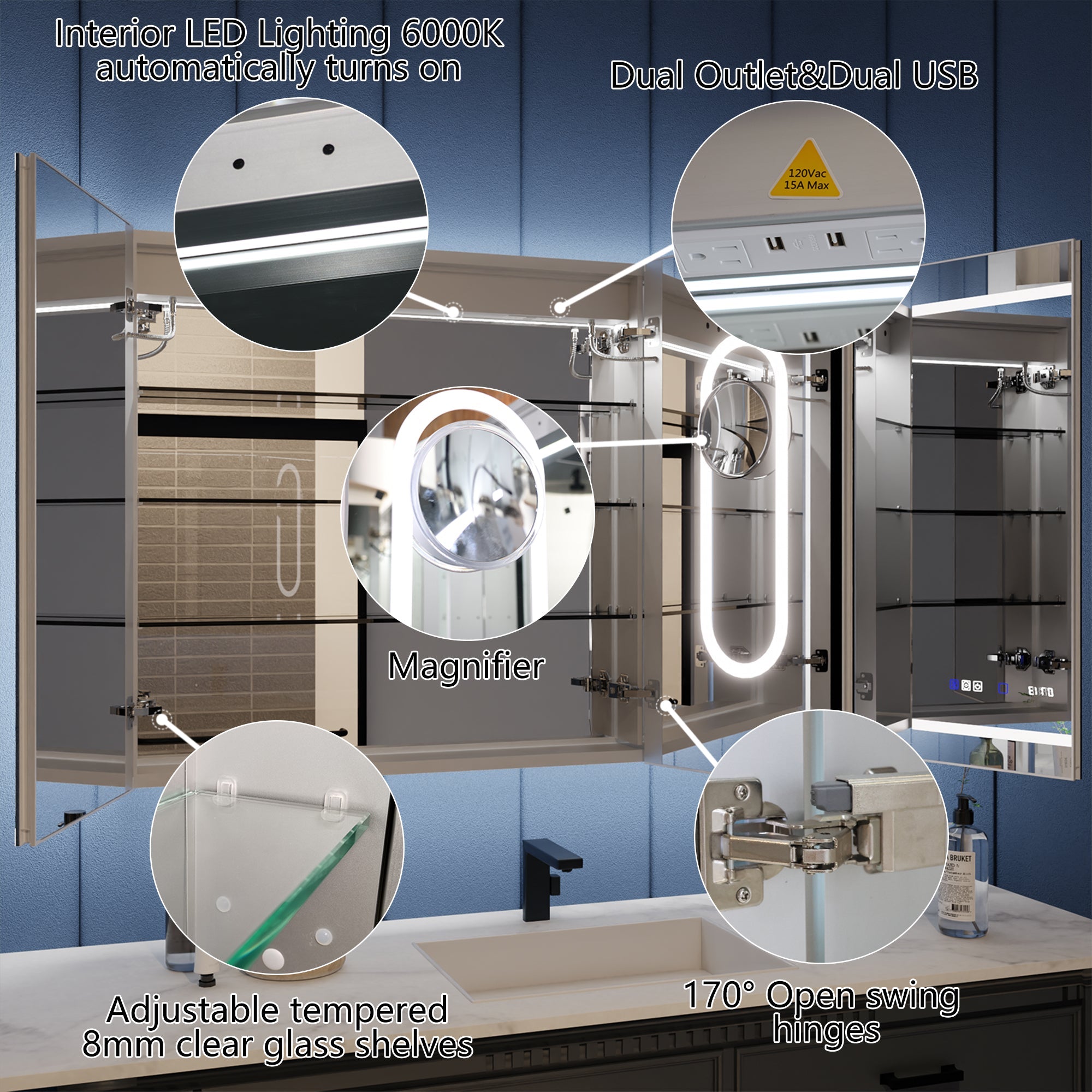 Medicine Cabinet with Outlet - Illusion 48