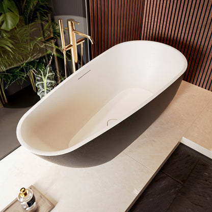 Allsumhome RockE 67" Imitation Natural Stone Freestanding Bathtub,Stone Touch,Black,Scratch-proof,cUPC Certified,No Drain