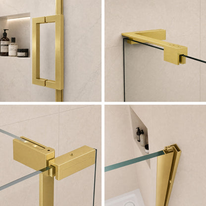 Custom Shower Glass | 10mm Tempered Clear Glass with Easy-Clean Film, Aluminum Frame & 304 Stainless Steel Handles