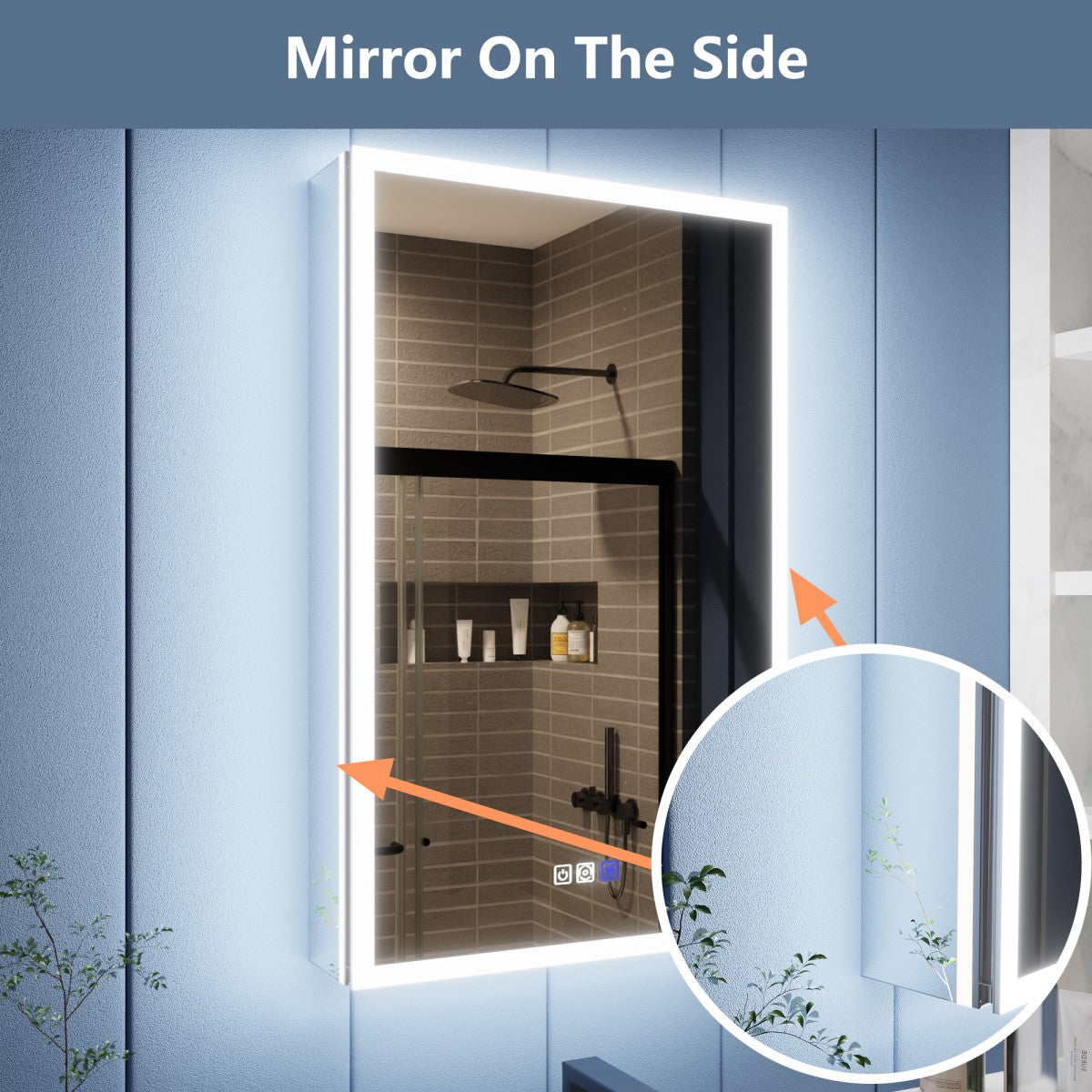 Illusion 20" x 32" Lighted Mirror Medicine Cabinet with Front and Back Magnifiers, Right Hinge