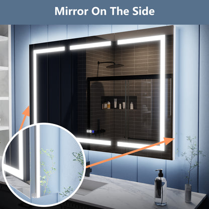 Illusion-B 54" x 36" LED Lighted Inset Mirrored Medicine Cabinet with Magnifiers Front and Back Light