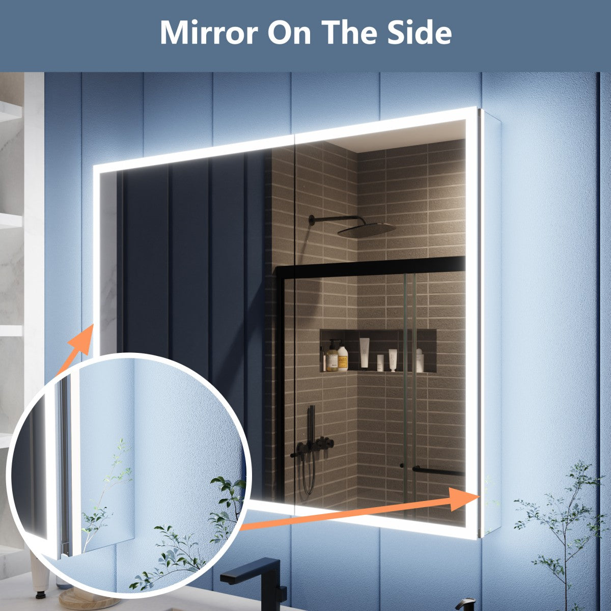 Illusion 40" x 32" LED Medicine Cabinet with Lights, Magnifiers Front and Back Light