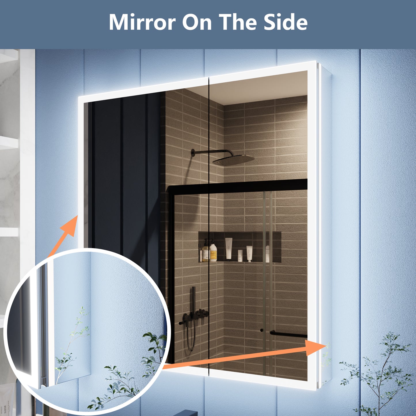 Illusion 30" x 32" LED Lighted Medicine Cabinet with Magnifiers Front and Back Light