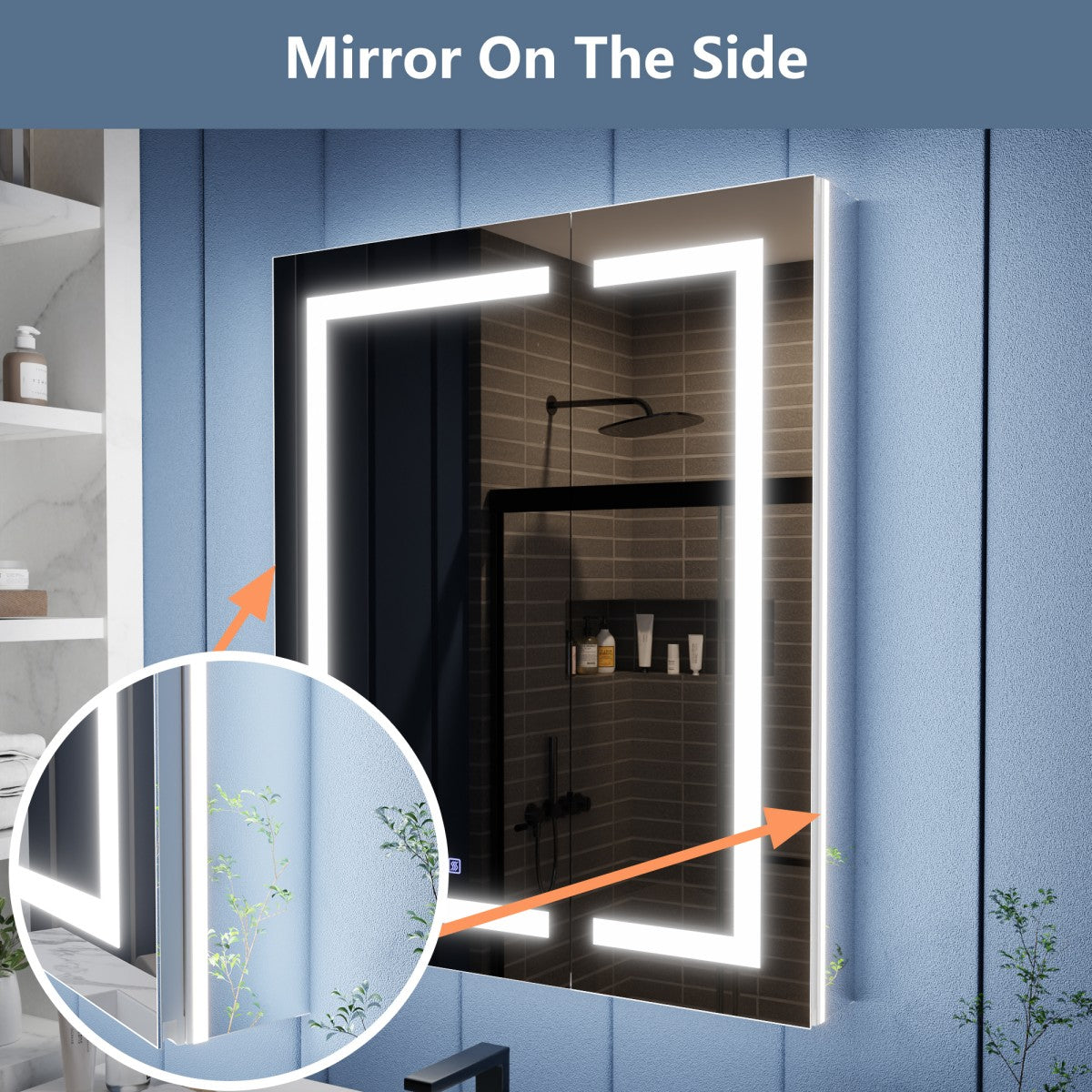 Illusion-B 30" x 36" LED Lighted Inset Mirrored Medicine Cabinet with Magnifiers Front and Back Light