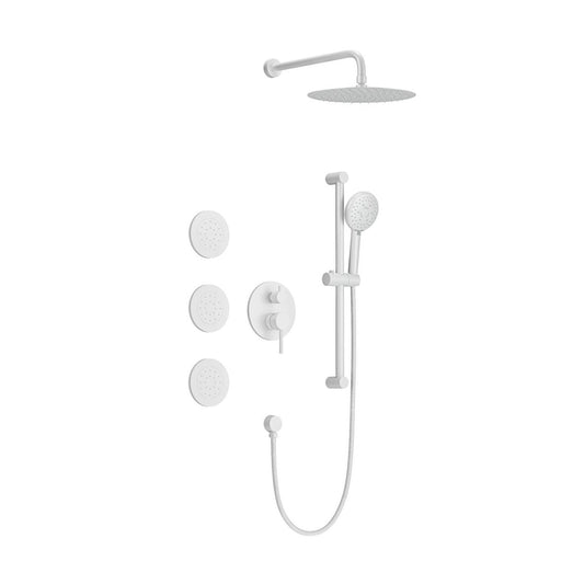 4PC3 Exbrite Shower System with Shower Head, Hand Shower, Slide Bar, Bodysprays, Shower Arm, Hose, Valve Trim, and Lever Handles,white - ExBriteUSA
