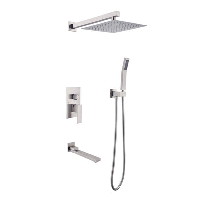 4PSQ-L Exbrite 10' Rain Shower Head Systems Wall Mounted Shower,Brushed Nickel - ExBriteUSA
