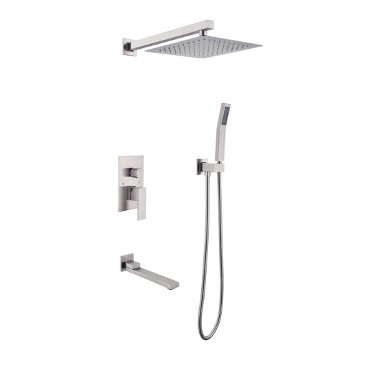 4PSQ-L Exbrite 10' Rain Shower Head Systems Wall Mounted Shower,Brushed Nickel