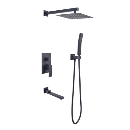 4PSQ-L Exbrite 10' Rain Shower Head Systems Wall Mounted Shower,Matte Black - ExBriteUSA