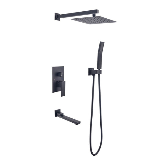 4PSQ-L Exbrite 10' Rain Shower Head Systems Wall Mounted Shower,Matte Black - ExBriteUSA