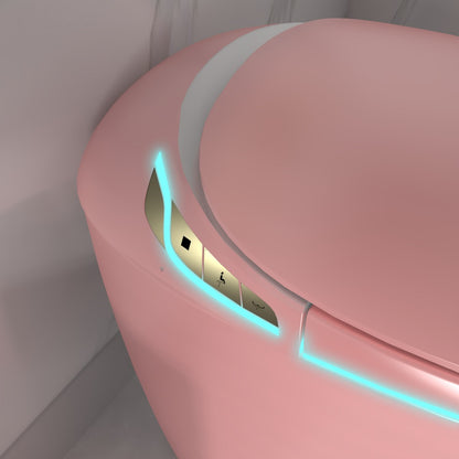 EP Exbrite Unique Smart Toilet with Bidet Built In, Intelligent One Piece Toilet For Modern Bathroom, Auto Open/Close Seat, Foot Sensor, LED Display,Night Light, Warm Water & Dryer,Pink