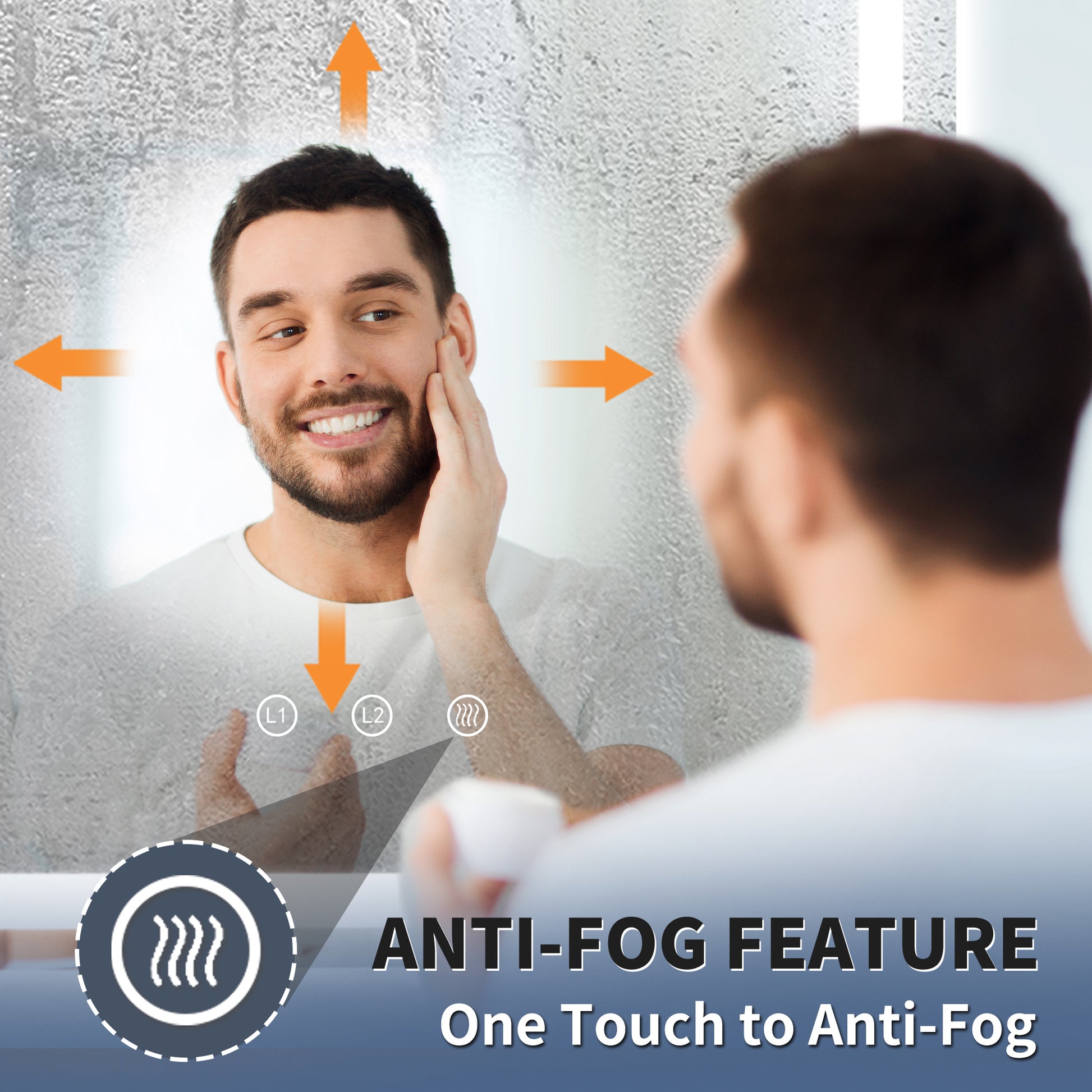 Apex 28" W X 36" H LED Bathroom Large Light Led Mirror,Anti Fog,Dimmable,Three Lighting Modes