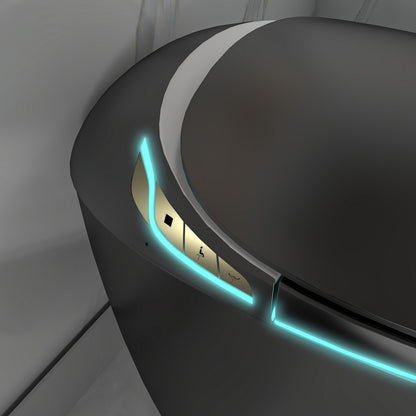 EP Exbrite Unique Smart Toilet with Bidet Built In, Intelligent One Piece Toilet For Modern Bathroom, Auto Open/Close Seat, Foot Sensor, LED Display,Night Light, Warm Water & Dryer, Black