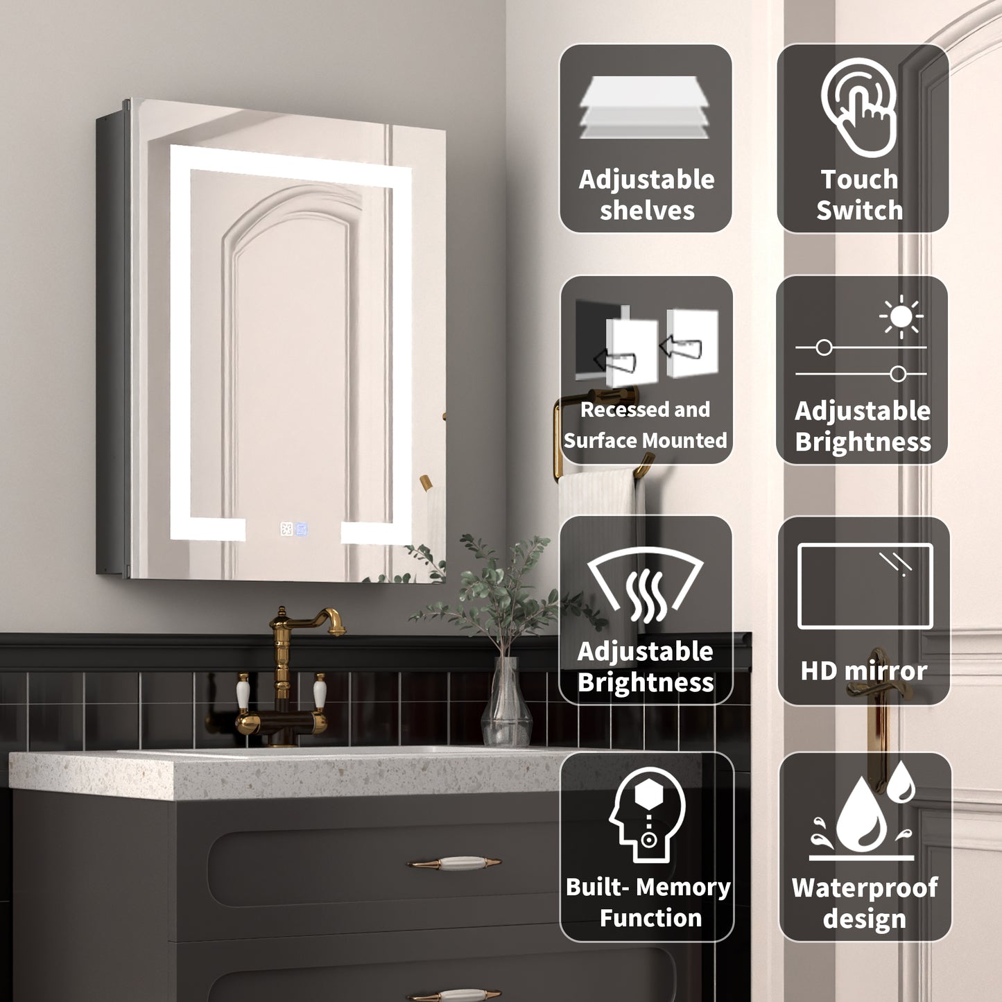 Summer Sales! ExBrite Lighted Medicine Cabinet with Mirror - ExBriteUSA