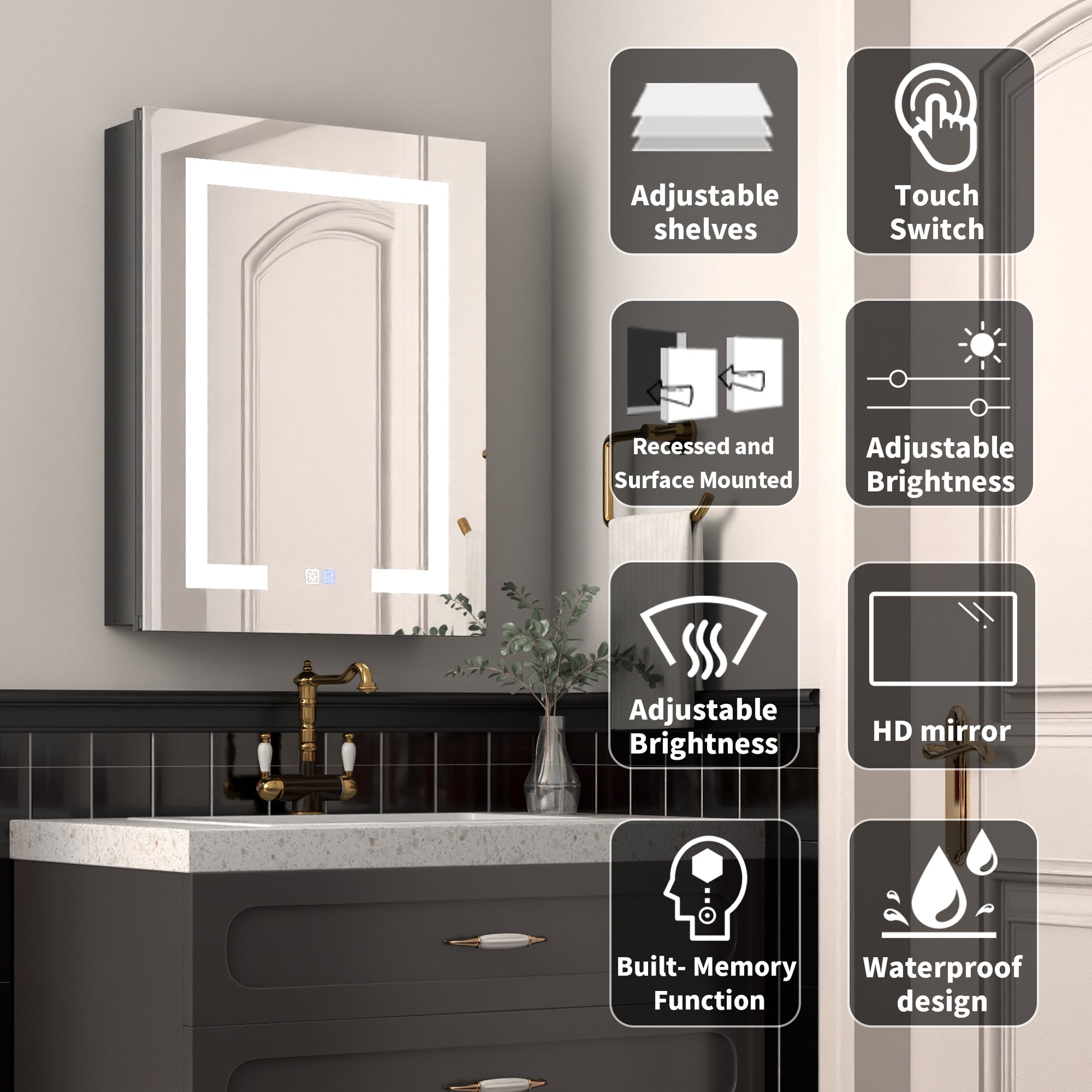 Summer Sales! ExBrite Lighted Medicine Cabinet with Mirror - ExBriteUSA