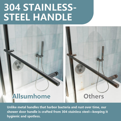 Classy-LB 33.2-34" x 58" Bathtub Screen Panel Pivot Swing Shower Door for Bathtub 180° Pivot 6mm Tempered Glass,Black