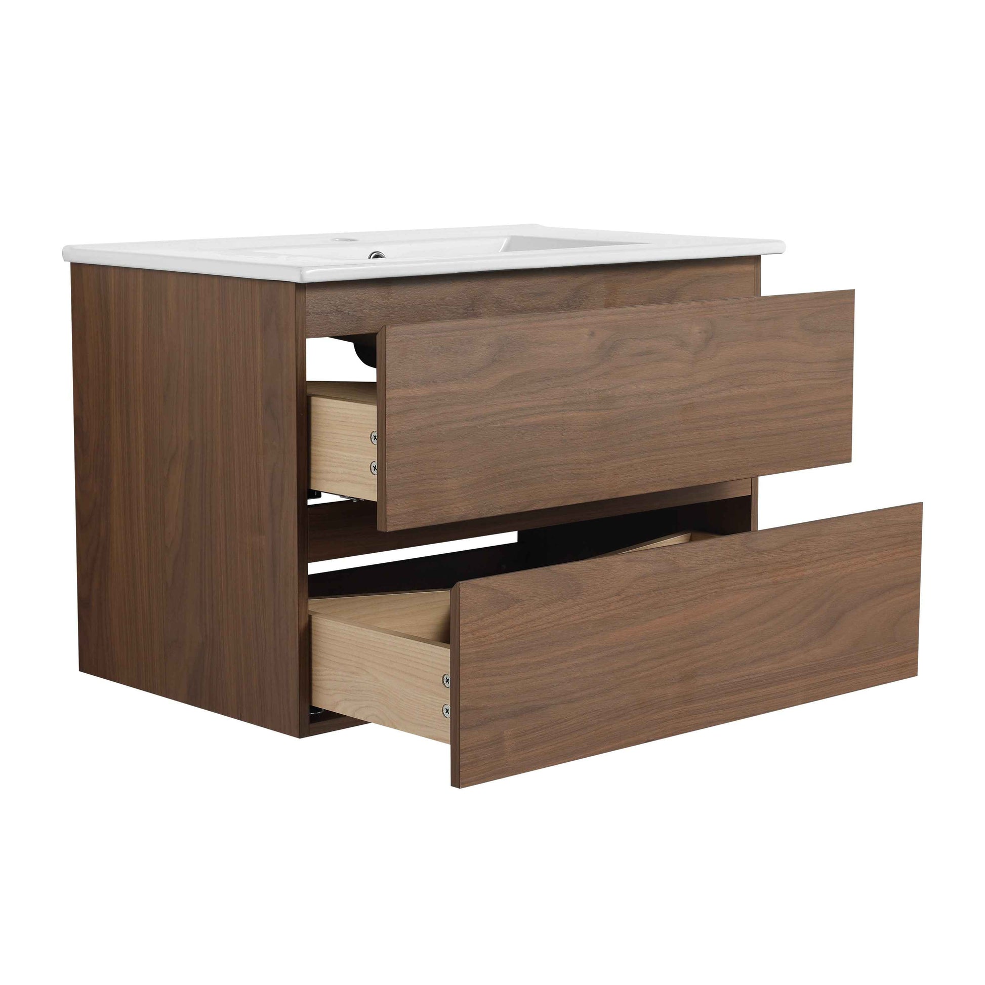 30' Wall-Mounted Bathroom Vanity With Ceramic Sink, KD-Package,2-Soft Close Drawers, KD-Package