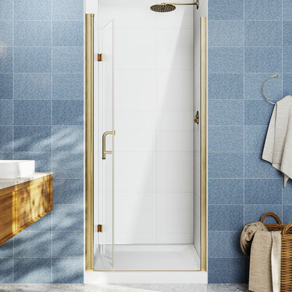 Adapt Allsumhome Bifold Shower Door 34-36 in.W x 72 in.H Pivot Swing Shower Doors,Brushed Gold,Clear Tempered Glass