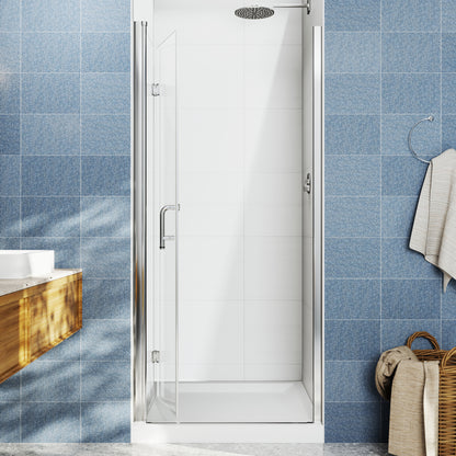 Adapt Allsumhome Bifold Shower Door 30-32 in.W x 72 in.H Pivot Swing Shower Doors,Chrome,Clear Tempered Shower Glass