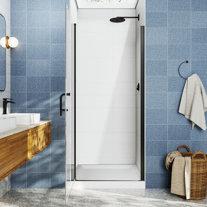 Classy 28-30"x72" Frameless Shower Door in Matte Black,Water Repellent Glass with Seal Strip Parts and Handle,6mm Glass Shower Door