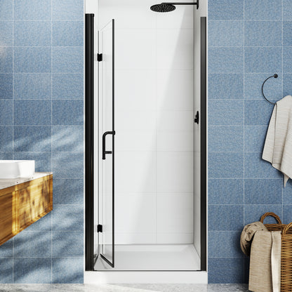 Adapt Allsumhome Bifold Shower Door 32-34 in.W x 72 in.H Pivot Swing Shower Doors,Matte Black,Tempered Shower Glass